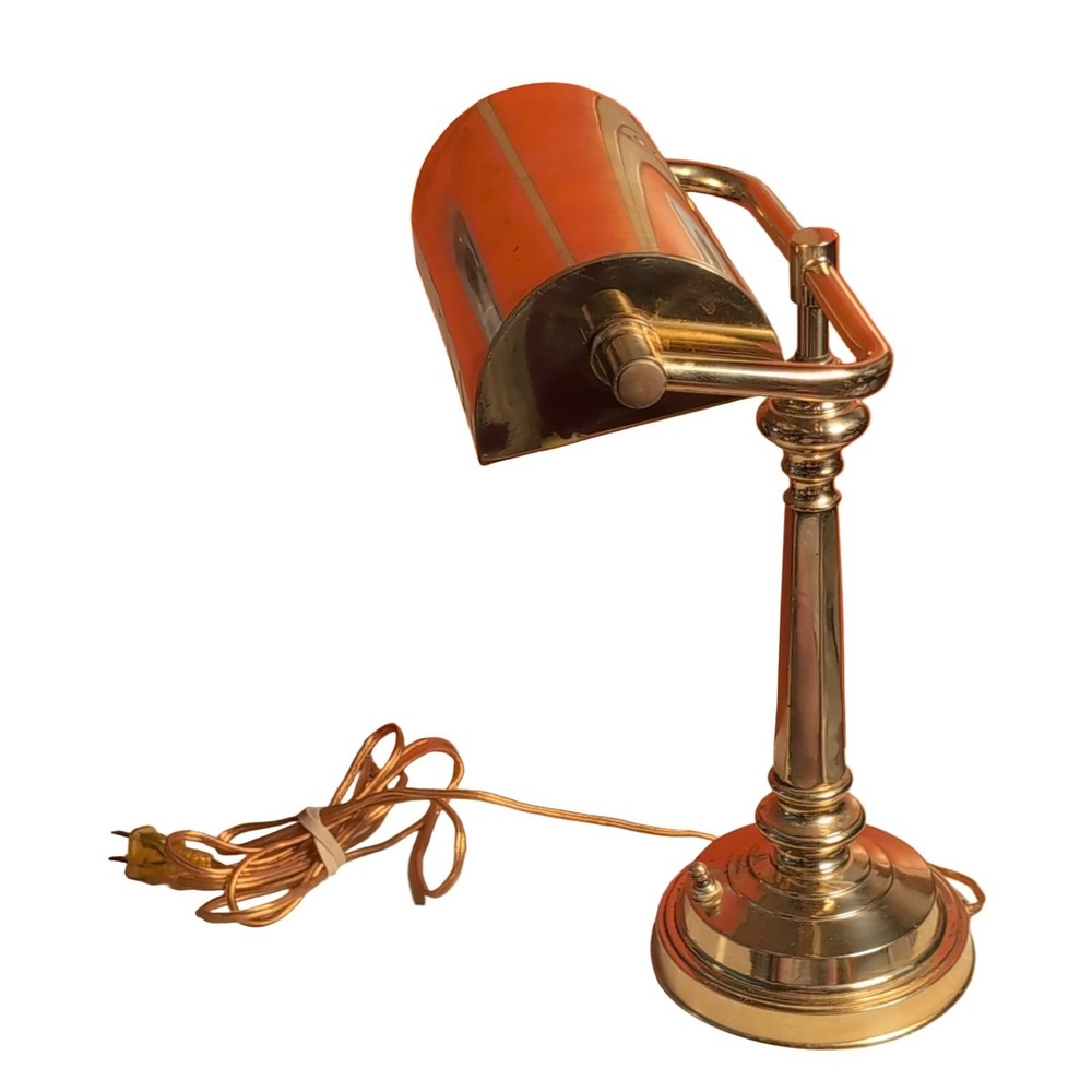 Banker's Lamp Gold Metal Desk Lamp Includes Power Cord